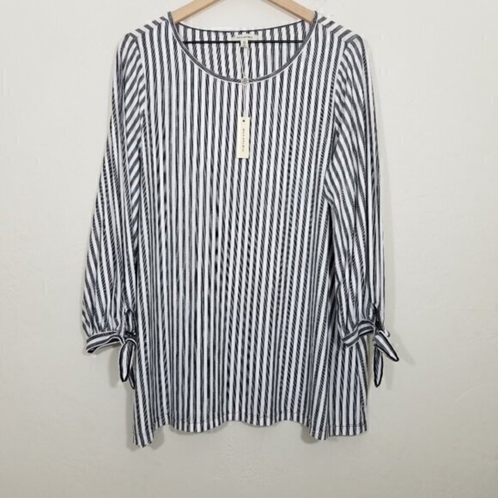 NWT Max Studio Striped Top Blouse Stretch Size 1X
